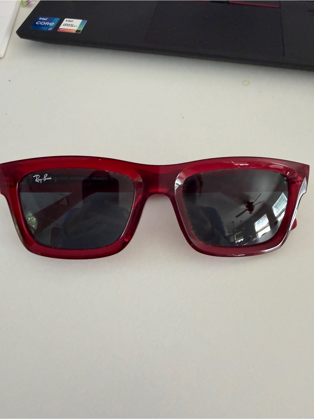 Ray-Ban Red Frame Black Lens unisex Sunglasses